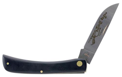 Case Sod Buster Skinner Folding Knife w/Etched Blade, Smooth Black Handle (00092)