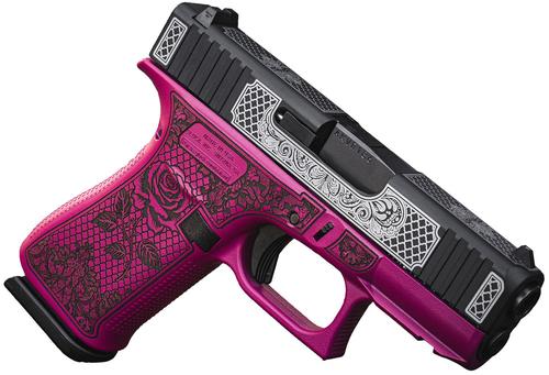 Glock G43X Pistol UX4350204FRNGLBC, 9mm, 3.41in, Black Cherry Lace w/Rose Cerakote Polymer Frame & Grips, Black Cherry Lace w/Rose Cerakote Finish, 10 Rds