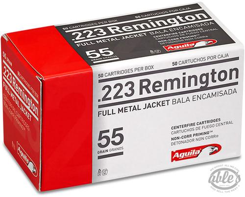 AGUILA Rifle Ammunition 1E223110, 223 Remington, Full Metal Jacket, 55 GR, 3215 fps, 50 Rdbx