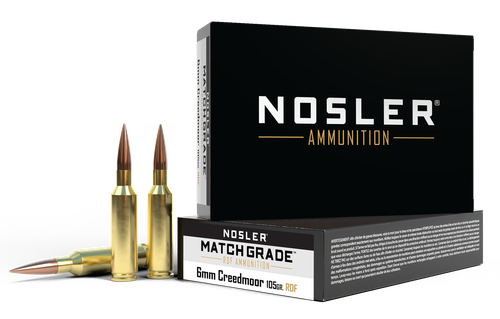 Nosler Rifle Ammunition 60135, 6mm Creedmoor, Hollow Point Boat Tail, 105 gr, 3050 fps, 20 Rd/Bx