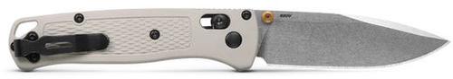 Benchmade Bugout w/ Stainless Steel Plain Edge Drop Point Blade, Tan Grivory Grip