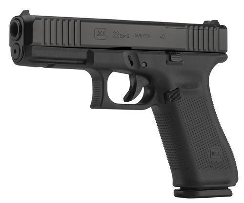 Glock G22 Gen5 MOS Pistol PA225S201MOS, 40 S&W, 4.49", Modular Backstrap, Black nDLC Finish, 10 Rds