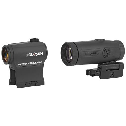 Holosun HS403C+HM3X Red Dot Sight Combo w/HM3X Magnifier, 1x/3x, Black, 2 MOA Dot