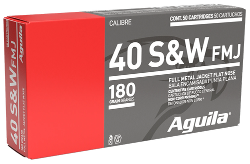 Aguila Pistol Ammunition 1E402110, 40 S&W, Full Metal Jacket, 180 GR, 1050 fps, 50 Rd/bx