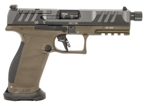 Walther PDP PRO SD Full Size Optic Ready Pistol 2877490, 9mm, 5.1in, OD Green Textured Frame Grips, 18 Rds