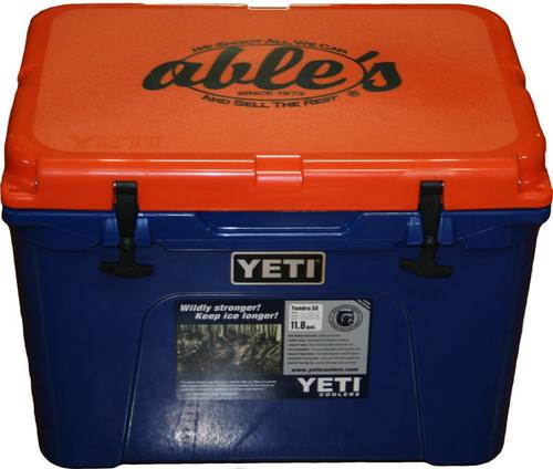 Yeti Tundra Series Cooler Featuring Ables Logo YT50GTA, 50 Quarts, Blue/Orange