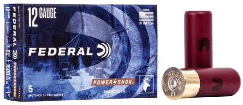 Federal Power Shok Sabot Slugs, 12 Gauge, 2-3/4", 1 oz, 1500 fps, Sabot Slug, 5 Rd/bx