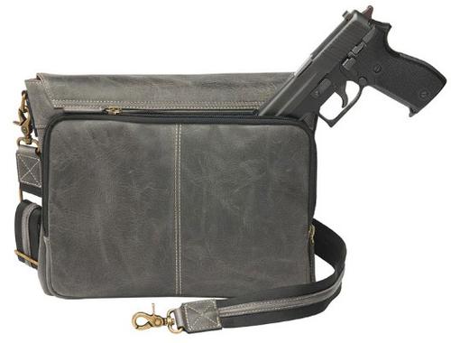 Gun Tote'n Mamas Crossbody Messenger Bag, Distressed Grey (GTM-CZY/186GREY)