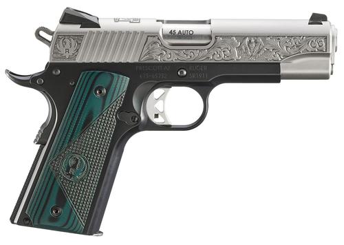 Ruger SR1911 Mayodan, NC Edition Pistol 16704, 45 ACP, 4.25in, Black/Green Deluxe Checkered G10, Black Anodized Finish, 7 Rds