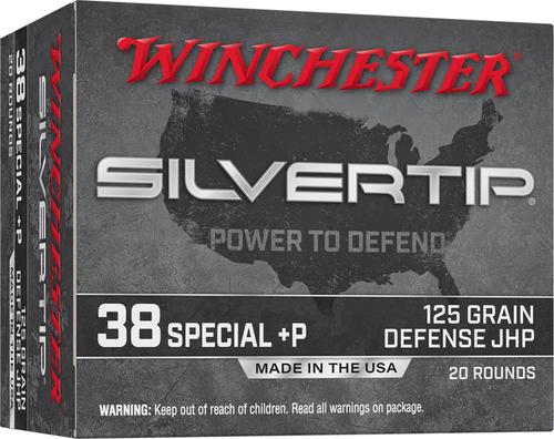 Winchester Silvertip Pistol Ammunition W38PST, 38 Special, Silvertip Jacket Hollow Point, 125 gr, 945 fps, 20 Rd/Bx