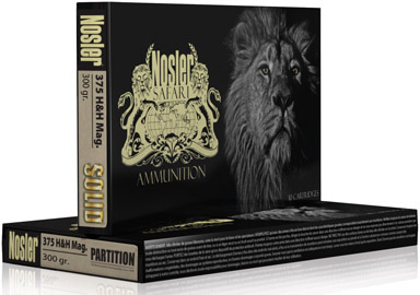 Nosler Safari Rifle Ammunition 40606, 375 Holland H&H Magnum, Nosler Partition, 300 GR, 2450 fps, 20 Rd/bx