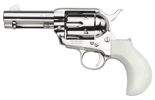 Taylors 1873 Cattleman Revolver 200072, 45 Colt, 3.50", Ivory Birdshead Synthetic Grips, Nickel-Plated Finish, 6 Rds