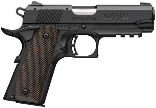 Browning 1911-22 Black Label Pistol 051066490, 22 LR, 3.63in, Brown Composite Grips, Matte Black Finish, 10 Rds