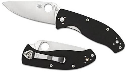 Spyderco G-10 Folder Knife Satin Drop Point Blade Black G-10 (C122GBBKPS)