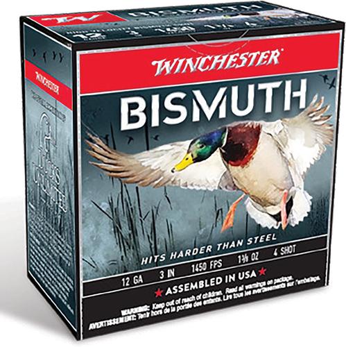Winchester Bismuth Shotgun Shells SWB1234, 12 Gauge, 3", 1-3/8 oz, 1450 fps, #4 Tin-Plated Bismuth Shot, 25 Rd/bx