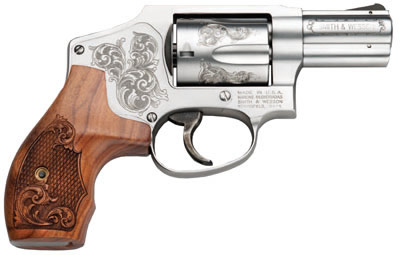 S&W 640 Revolver 150784, 357 Magnum, 2 1/8 in, Engraved Wood Grip, Matte Silver Finish, 5 Rd
