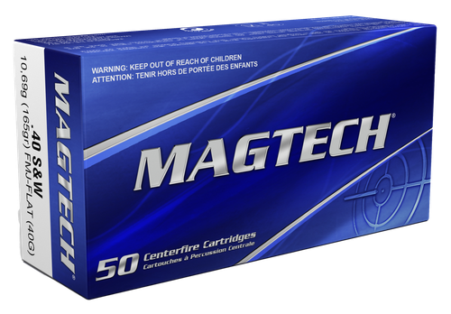 Magtech Sport HuntingPistol Ammunition 40G, 40 S&W, Full Metal Case (FMJ), 165 GR, 1050 fps, 50 Rd/bx