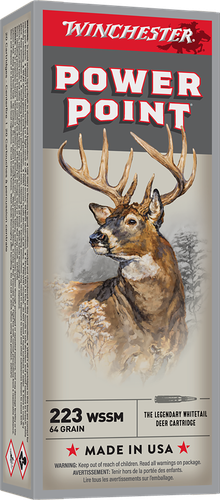 Winchester Super-X Rifle Ammunition X223WSS1, 223 WSSM, Power-Point, 64 GR, 3600 fps, 20 Rd/bx