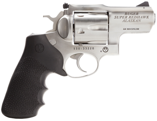 Ruger Super Redhawk Alaskan Revolver 5303, 44 Remington Mag, 2 1/2 in, Hogue Tamer Monogrip, Satin Stainless Finish, 6Rd