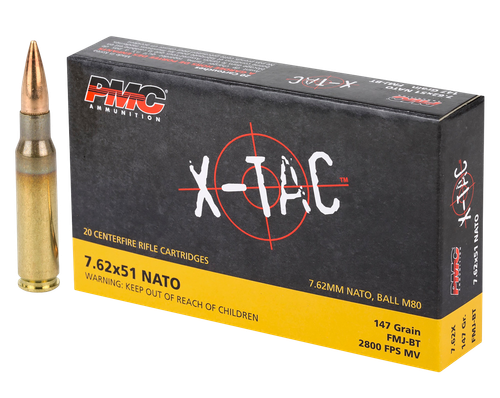 PMC Bronze Line Rifle Ammunition 762X, 7.62x51mm, Full Metal Jacket (FMJ), 147 GR, 2800 fps, 20 Rd/bx