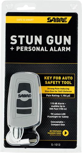 Sabre 3-in-1 Stun Gun Safety Tool, Gray (S-1013-GY), 115 dB Alarm, 70 Lumen LED Flashlight