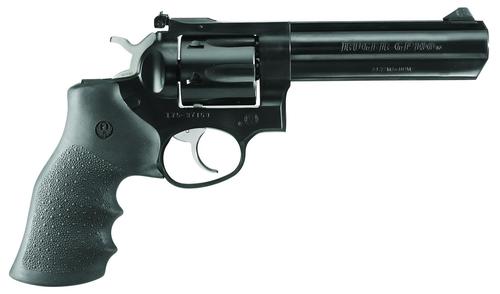 Ruger GP100 SA/DA Revolver 1756, 357 Mag, 5", Finger Grooved Black Rubber Grips, Blued Steel Finish, 6rd
