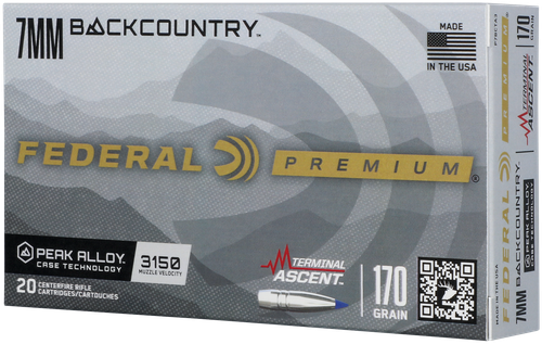 Federal Premium Terminal Ascent Rifle Ammunition P7BCTA32, 7mm BackCountry, Terminal Ascent, 170 gr, 3150 fps, 20 Rd/Bx