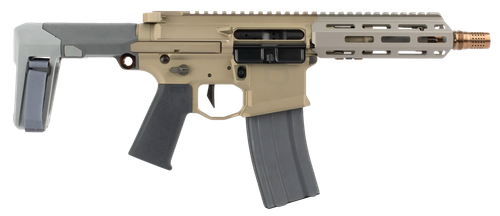Q Honey Badger Semi-Auto Pistol HB-300BLK-7IN-PISTOL, 300 AAC Blackout, 7", FDE Finish, Collapsible Stock, 30 Rds