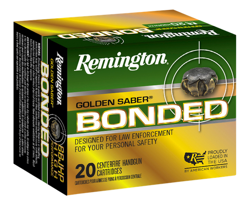 Remington Golden Saber Bonded Pistol Ammunition 29327, 45 ACP, Brass Jacket Hollow Point, 230 gr, 875 fps, 20 Rd/Bx