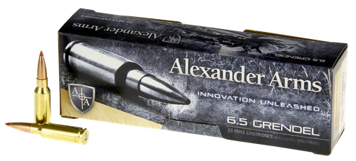 Alexander Arms Rifle Ammunition AG129SSTBOX, 6.5 Grendel, Hornady Super Shot Ballistic Tip, 129 gr, 2310 fps, 20 Rd/Bx