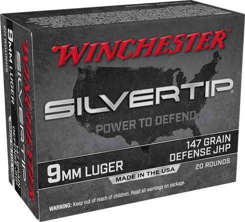 Winchester Silvertip Pistol Ammunition W9MMST2, 9mm, Silvertip, 147 GR, 1010 fps, 20 Rd/bx