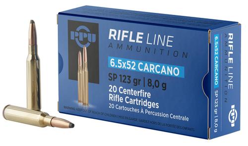 Prvi Partizan Rifle Ammunition PP6CS, 6.5x52mm Carcano, Soft Point, 123 gr, 2690 fps, 20 Rd/Bx