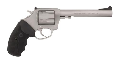 Charter Arms Mag Pug Revolver 7356, 357 Mag, 6", Black Rubber Grip, Stainless Finish, 6 Rd