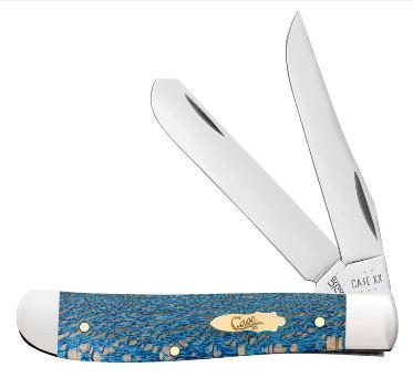 Case Knife Smooth Blue Sycamore Wood Mini Trapper (63731)