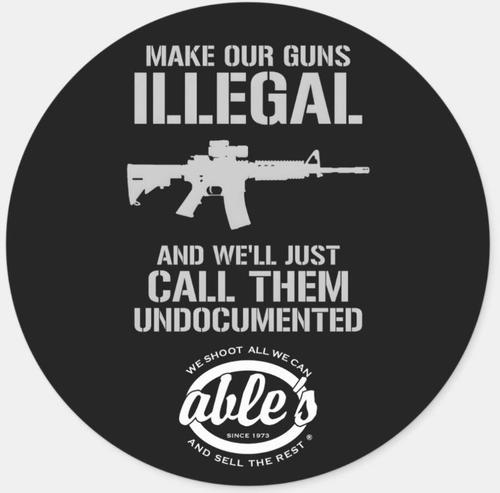 Able's CAR/SUV Window Sticker, 3", Undocumented (STICKERE)