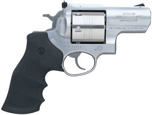 Ruger Super Redhawk KSRH2454 Alaskan Revolver 5301, 454 Casull, 2 1/2 in, Hogue Tamer Monogrip, Satin Stainless Finish, 6 Rd