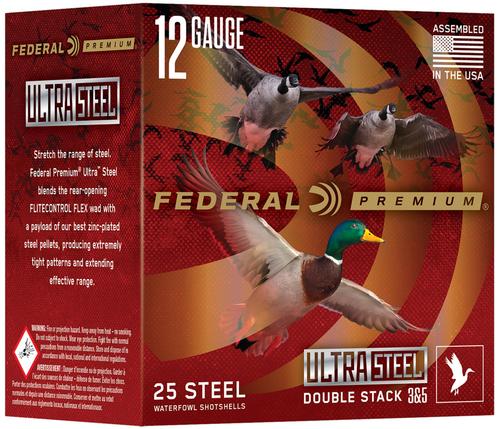 Federal Premium Shotshells PWUX14224, 12 Gauge, 3", 1 1/4 oz, 1450 fps, #2/4 Steel Shot, 25 Rds/box