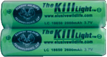 Elusive Wildlife Kill Light 18650 2600mAh Rechargeable Batteries, 2 Pack (BAC001)