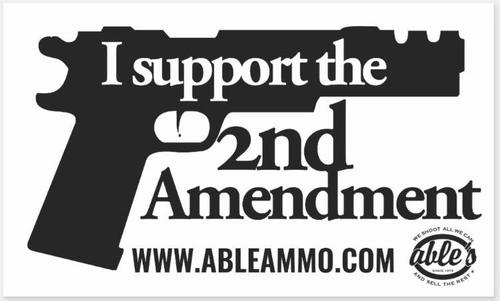 Able's CAR/SUV Window Sticker, 4.5" X 2.7", I Support the 2nd Amendment (STICKERR)