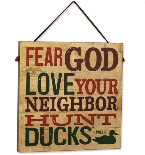 Big Sky Carvers Fear God Duck Commander Wisdom Board Wood Sign