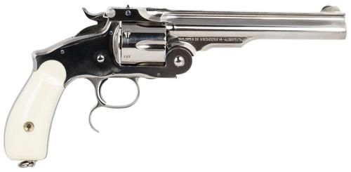 Taylors Russion Top Break Revolver 550692, 45 Colt, 6.50", Ivory Synthetic Grips, Nickel-Plated Finish, 6 Rds