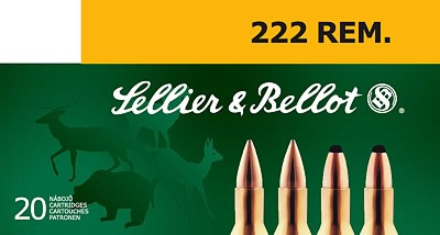 Sellier & Bellot Rifle Ammuntion SB222A, 222 Remington, Soft Point (SP), 50 GR, 3169 fps, 20 Rd/bx