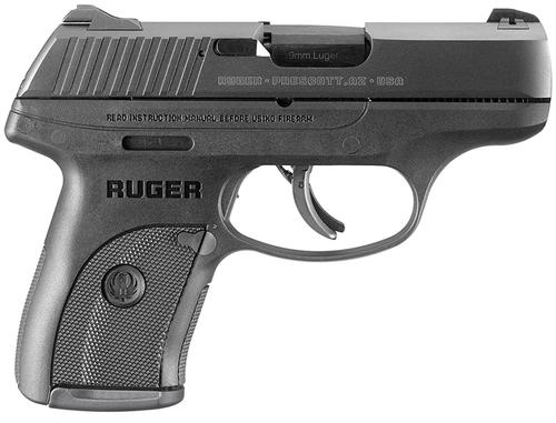 Ruger LC9S Striker Fire Pistol 3235, 9mm, 3.12 in, Black, High Performance, Integral Grip, Blue Finish, 7 Rd