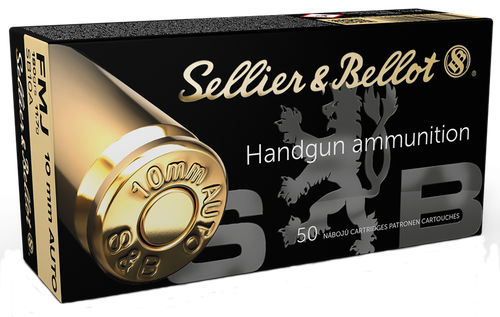 Sellier & Bellot Pistol Ammuntion SB10A, 10MM, Full Metal Jacket (FMJ), 180 Gr, 1164 fps, 50 Rd/bx
