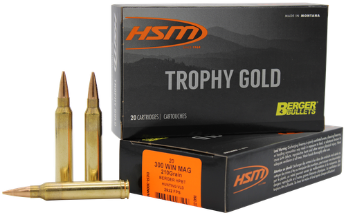 HSM Trophy Gold Rifle Ammunition 300WM210VLD, 300 Winchester Magnum, VLD, 210 GR, 20 Rd/bx