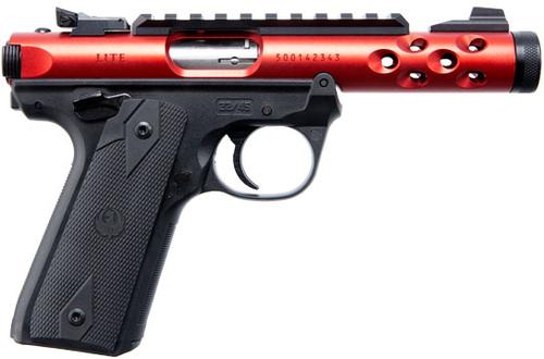 Ruger Mark IV 22/45 Lite Rimfire Pistol 43910, 22 LR, 4.4" Threaded, Black Polymer Grip, Red Anodized Finish, 10 Rd
