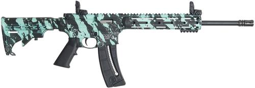 Smith & Wesson MP 15-22 Sport Semi-Auto Rifle 10266, 22 Long Rifle, 16 in, Slim M-LOK Handguard, Robin Egg Blue Platinum Finish