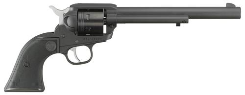 Ruger Wrangler SAO Revolver 2043, 22 LR, 7.50", Black Checkered Polymer Grips, Black Cerakote Finish, 6 Rd