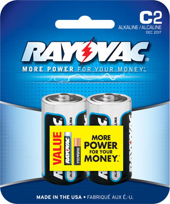 RayoVac 8142D 2-Pack Carded Alkaline C Cell Batteries