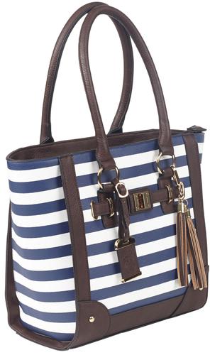 Bulldog Navy Stripe Leather Purse w/Holster BDP050, Fits Small Pistols & Revolvers, Right Hand